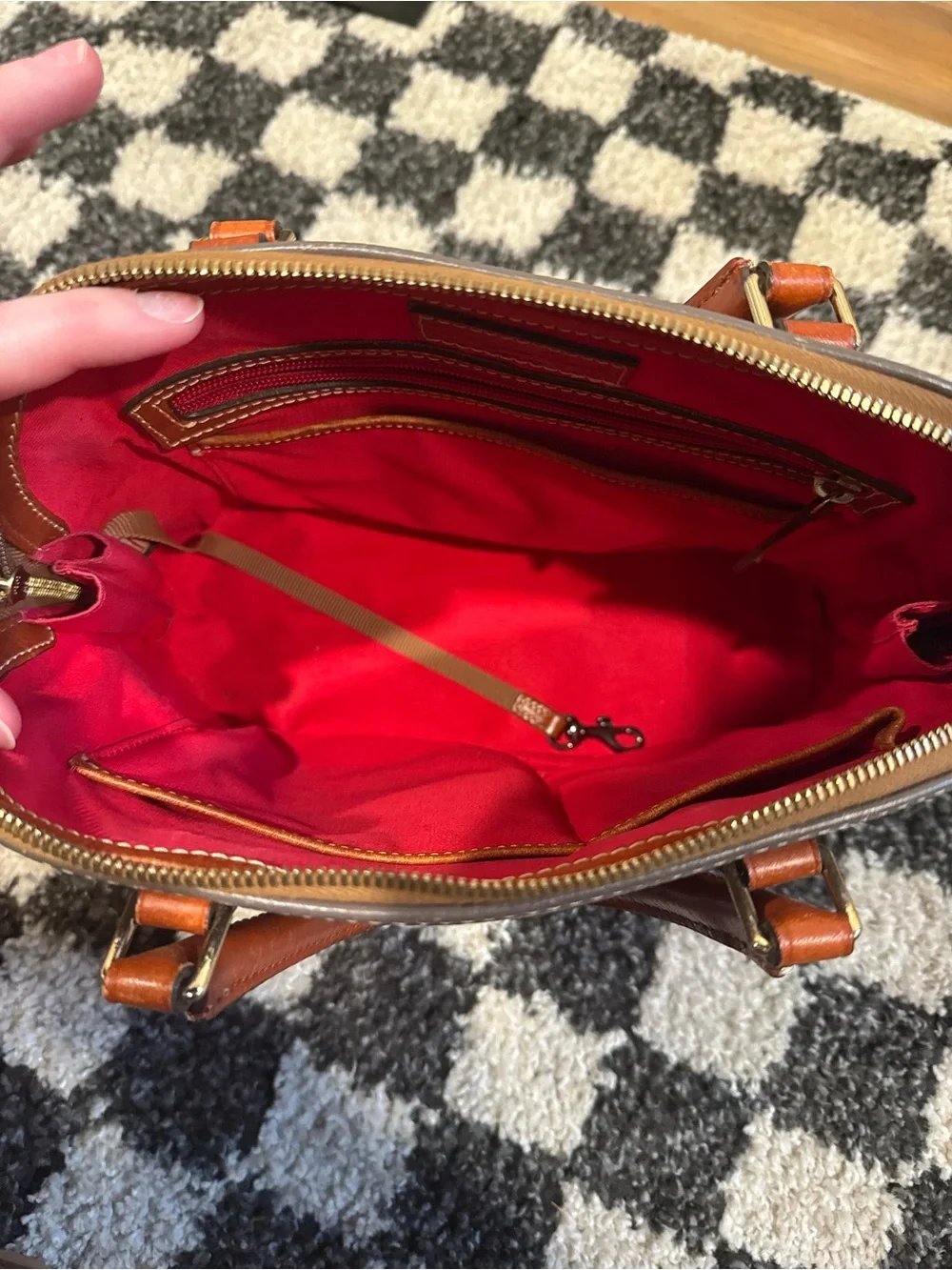 Dooney & Bourke Elephant Gray Pebble Grain Leather Zip Dome Satchel Bag